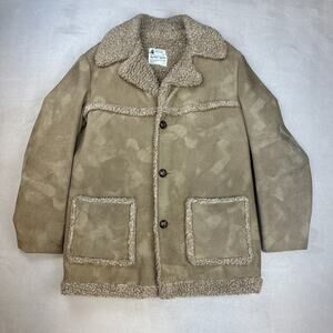 Vintage Fingerhut Fashions Jacket Sherpa Coat Marlboro Man Vinyl 60s 70s Mens 40